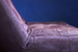 The couch at BongoHive where the guests sat for their interviews.